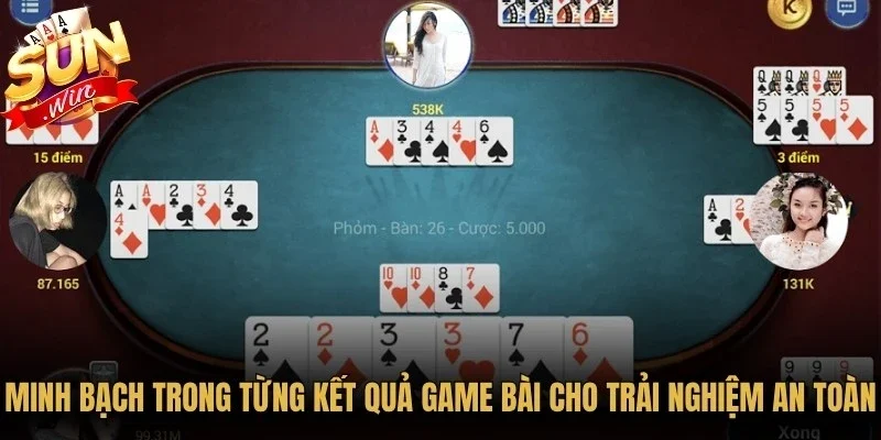 Minh bạch trong từng kết quả game bài cho trải nghiệm an toàn