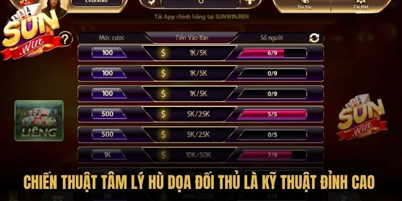 Liêng Sunwin - Trải Nghiệm Game Bài Đổi Thưởng Kịch Tính 12 Sunwin Chiến thuật tâm lý hù dọa đối thủ là kỹ thuật đỉnh cao trong liêng Sunwin