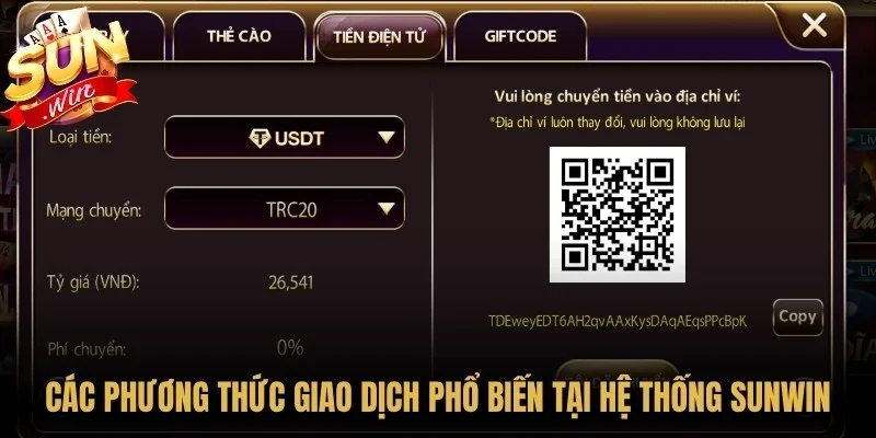 Các phương thức giao dịch phổ biến tại hệ thống Sunwin