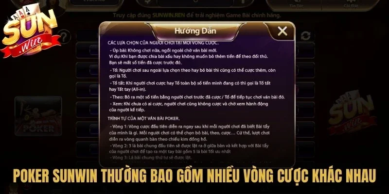 Poker Sunwin - Màn Đấu Trí Kịch Tính Không Nên Bỏ Lỡ 4 Sunwin Poker Sunwin thường bao gồm nhiều vòng cược khác nhau