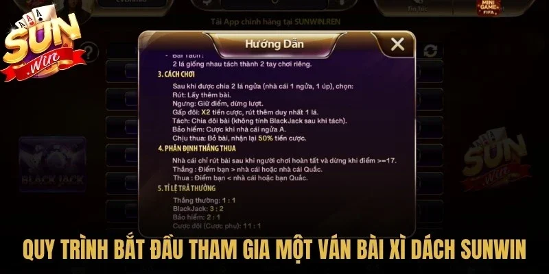 Quy trình bắt đầu tham gia một ván bài xì dách Sunwin